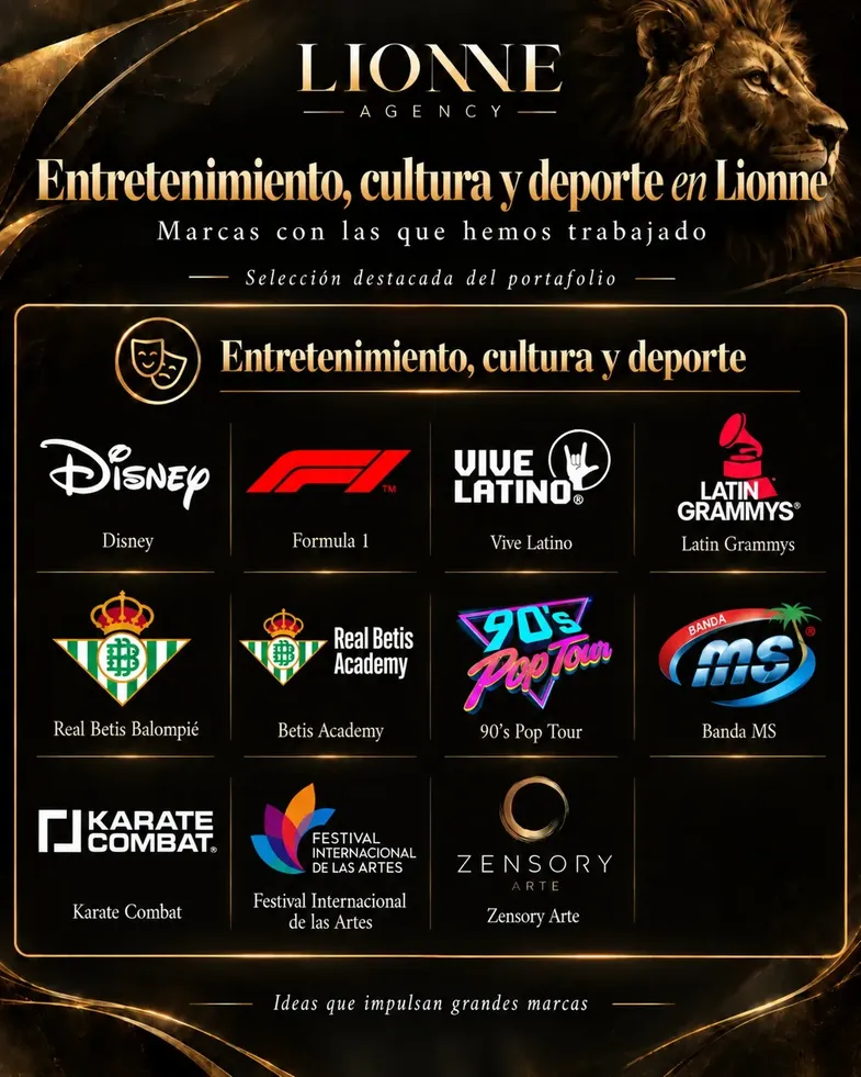 Vista general de los logos de marcas con relación al trabajo con Lionne.